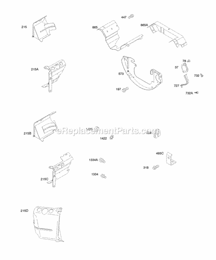 Air Guides Shrouds Diagram and Parts List for  Briggs and Stratton Engine